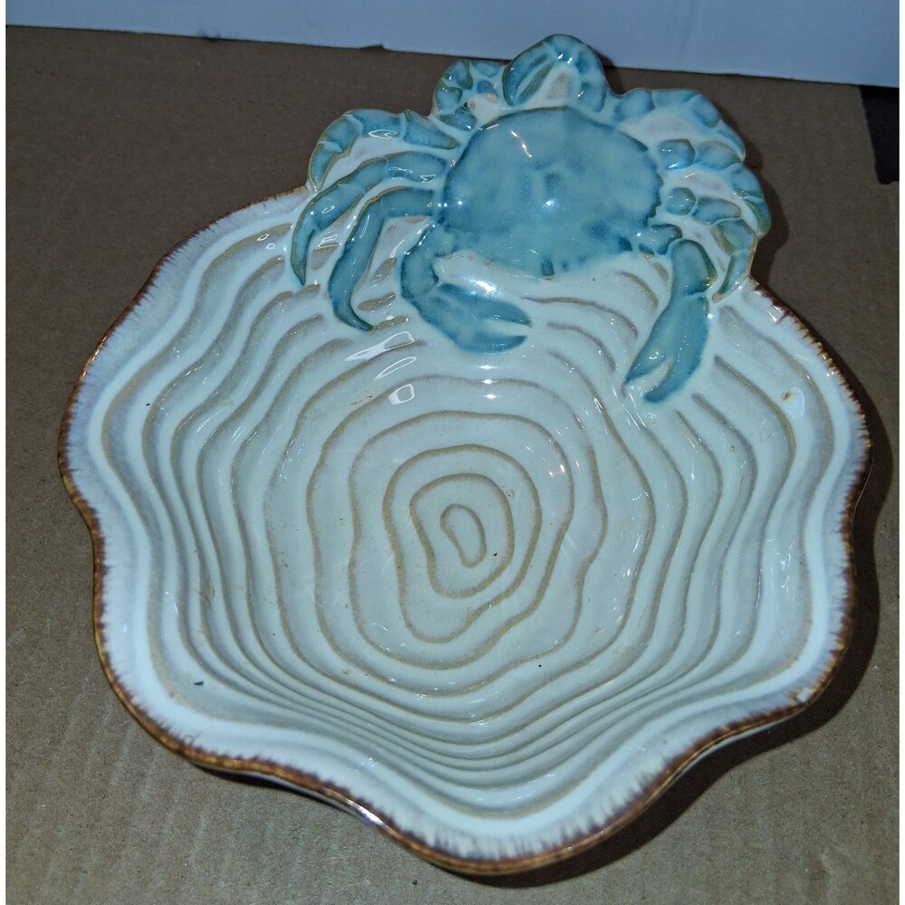 Cracker Barrel Coastal Blue Crab Relief Ceramic Bowl